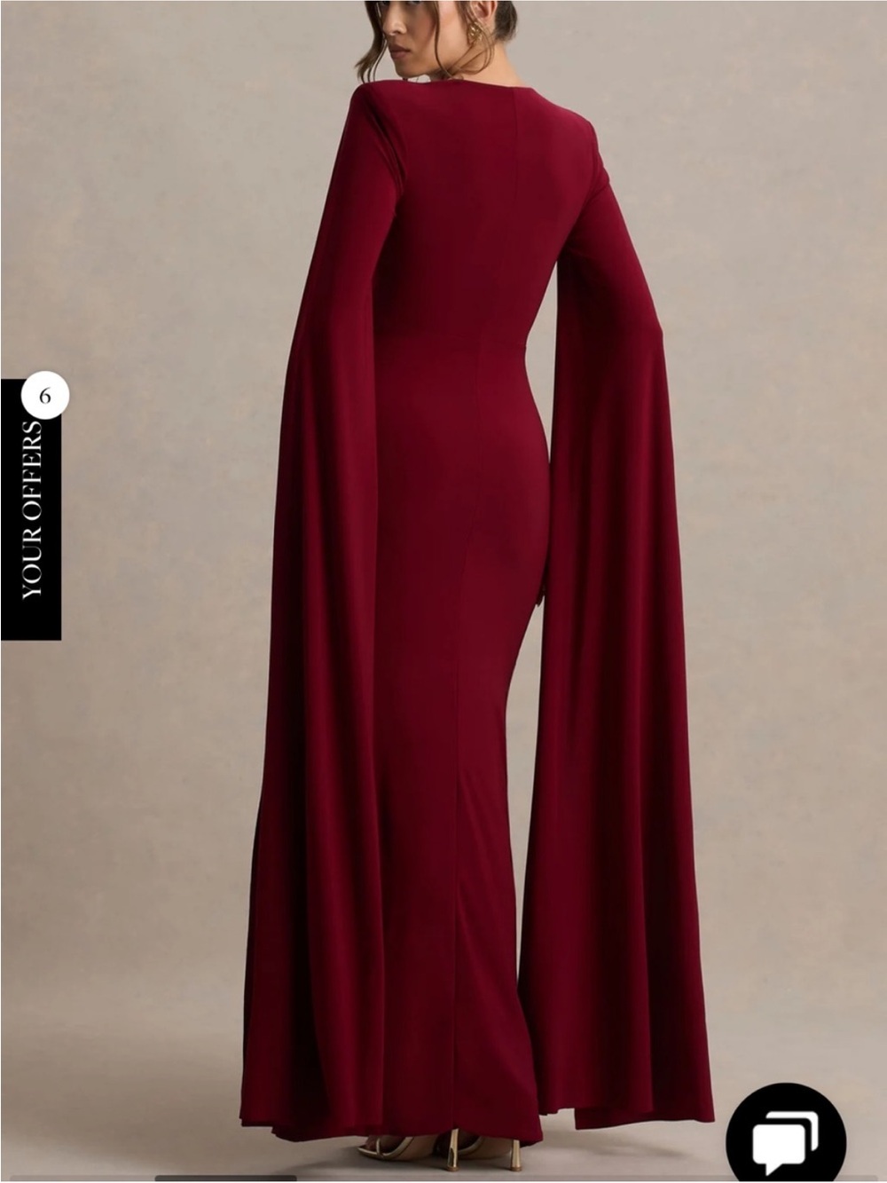 Club London CLARETTA Berry Square Neck Twisted Maxi Dress With Cape Sleeves 10 - Picture 3 of 4
